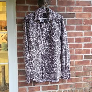 Men's H&M Easy Iron Slim Fit Floral Print Dress Shirt Size M Button Front